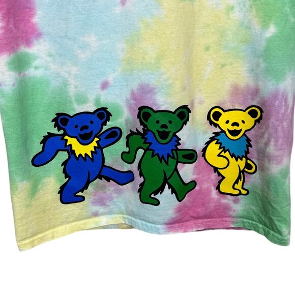 Grateful Dead Dancing Bears Tie Dye Graphic Band Tee S/M Oversized Boho Hippie - Picture 4 of 5